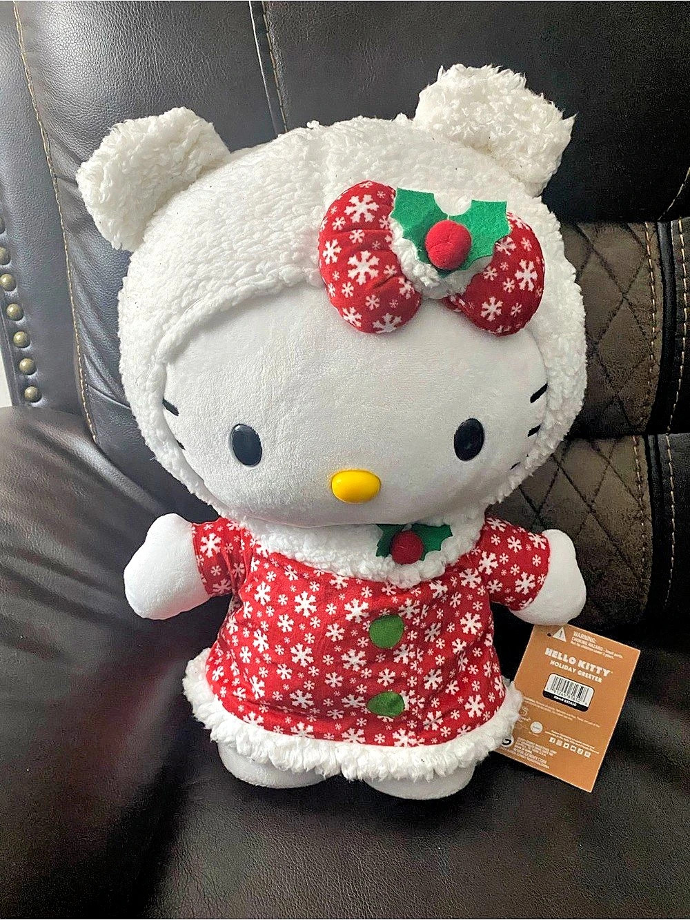 Sanrio Hello Kitty Holiday Greeter Red Snowflake Dress Plush